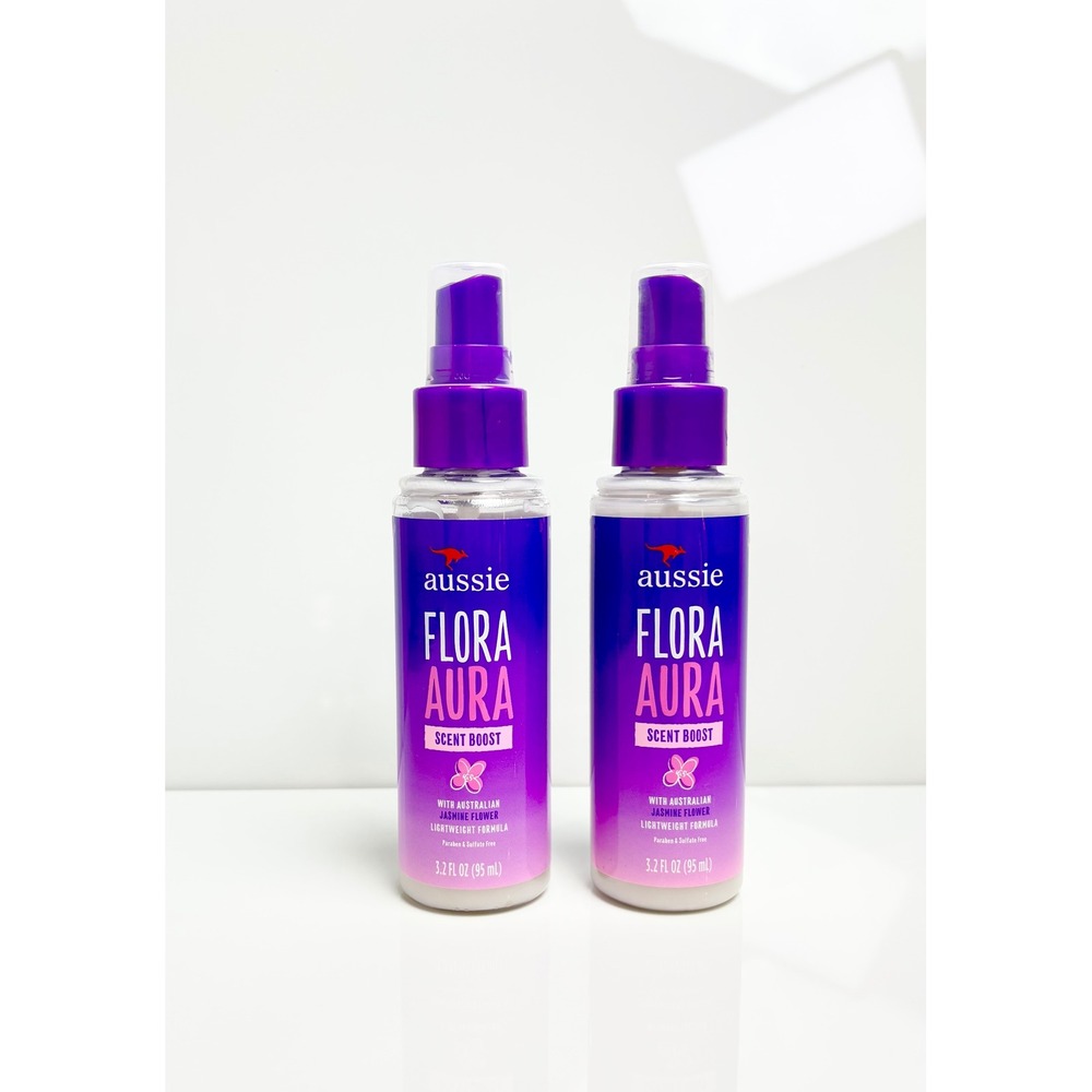 Aussie Flora Aura Scent Boost New 2 Bottle Set Jasmine Hair Perfume Spray 3.2oz